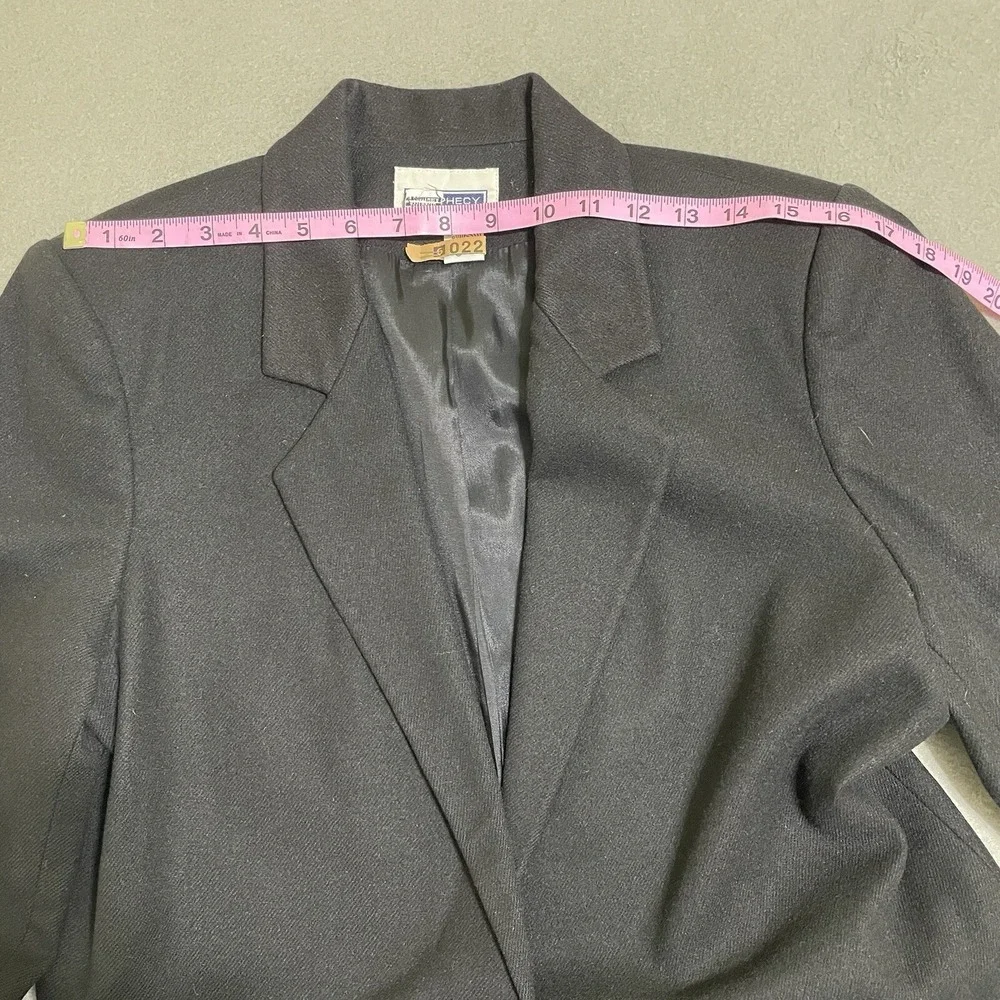 Vintage‎ Women's Blazer Jacket Sz 10 Black 100% Pure Wool Classic 90s Coat Peppy